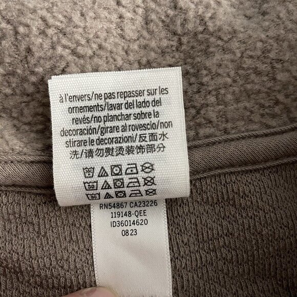 Victorias Secret PINK Fleece Varsity Cropped Sweatshirt Sz M Brown Sherpa Henley - Picture 11 of 14